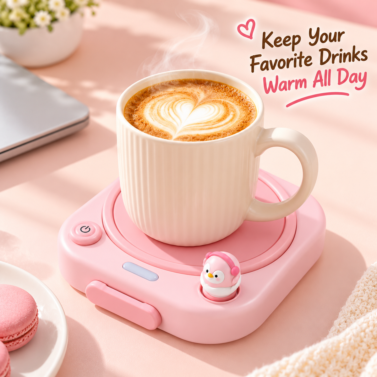 Electric Beverage Warmer with One-Touch Power Control