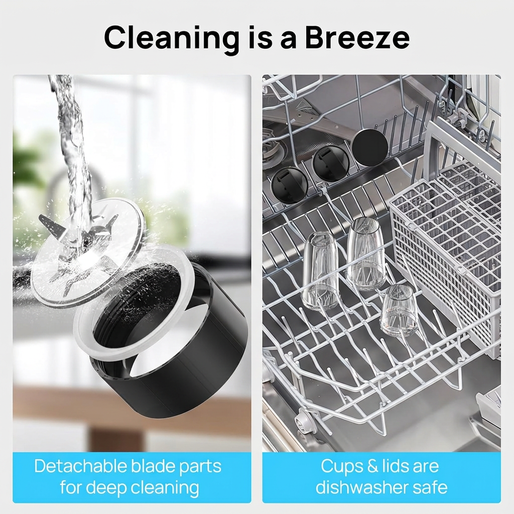 Detachable blender jar with easy cleaning design