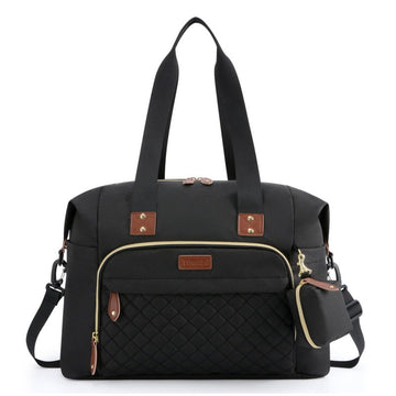 Diaper bag tote with pacifier case, large and spacious for baby essentials.