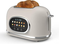 digital 2 slice stainless steel toaster in cream finish for kitchen use