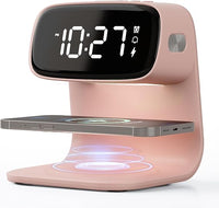 Smart Bedside Alarm Clock with 15W Wireless Charger & Nightlight