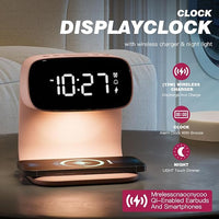 15W Wireless Charging Alarm Clock with 3-Color Nightlight
