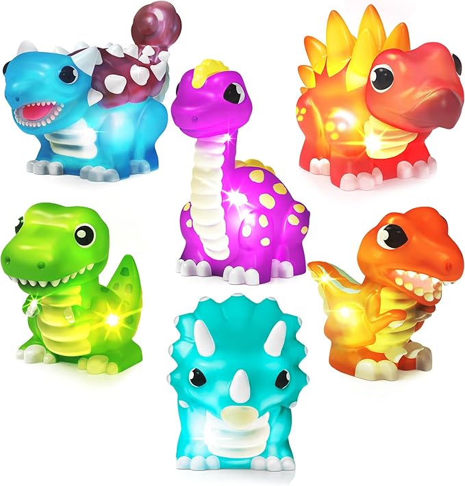 Dinosaur Light Up Bath Toys 6 Pack Floating Water Toys For Babies