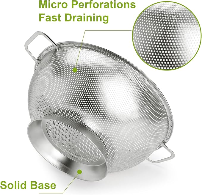 Durable stainless steel colander for daily kitchen use