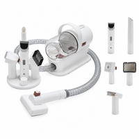 Dog and cat grooming vacuum kit with multiple attachments