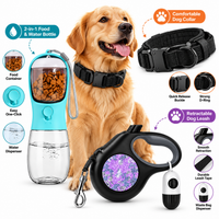 Dog collar and retractable leash walking set