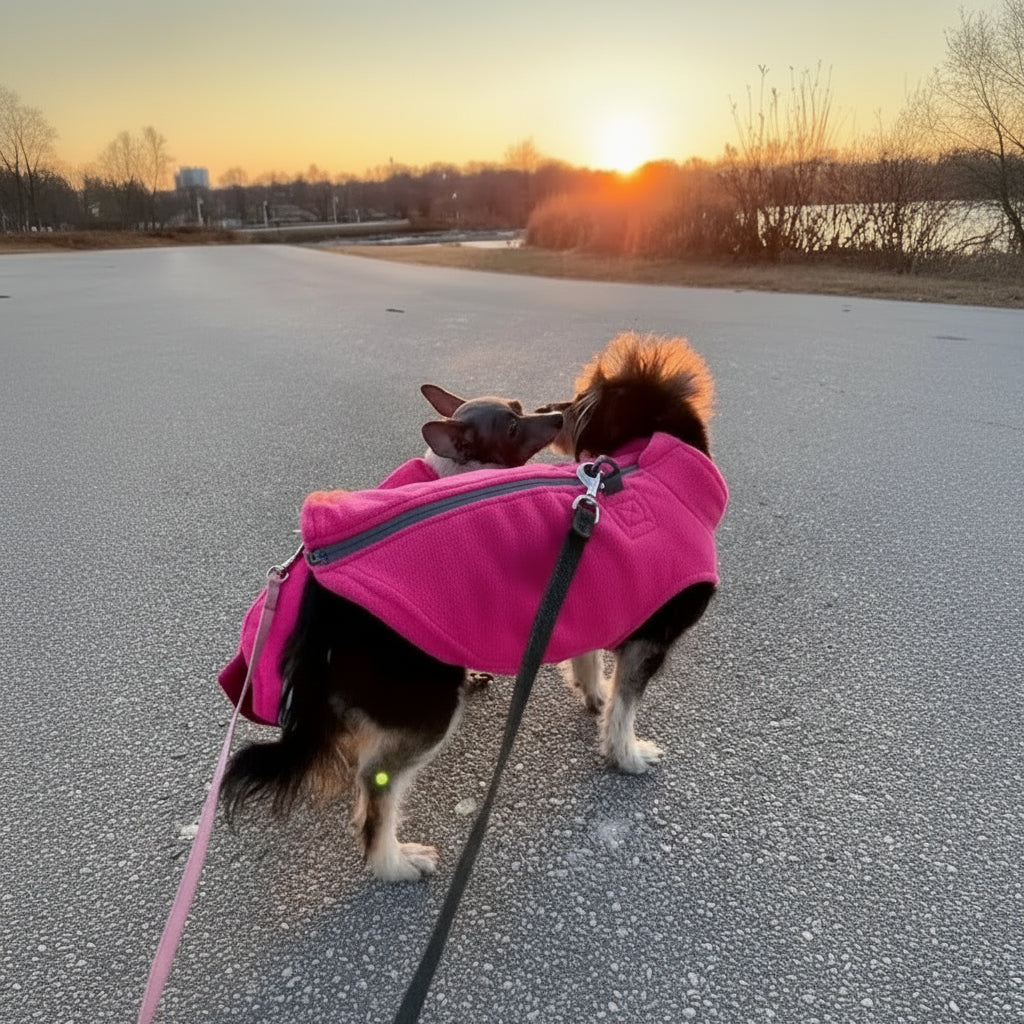 Pink Dog Fleece Vest With Zipper Closure