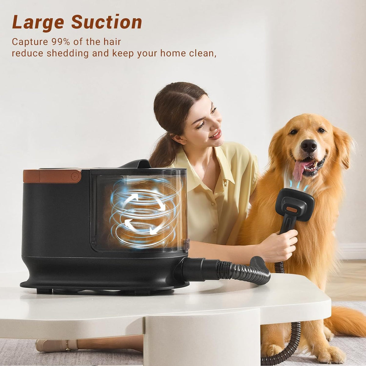 Dog grooming vacuum for collecting loose pet hair