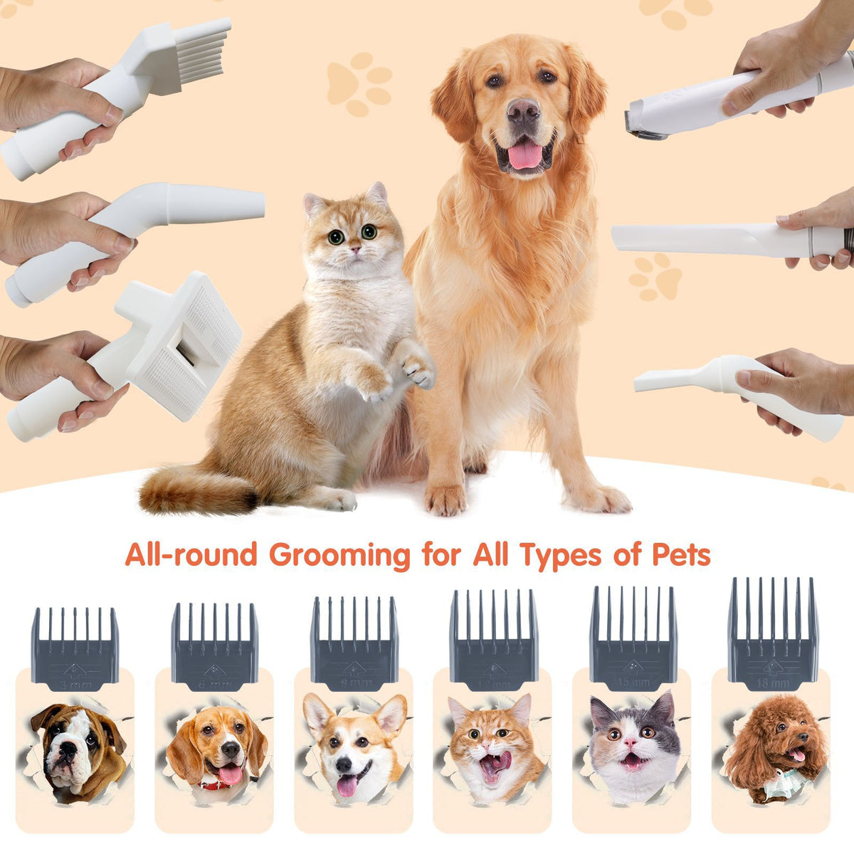 Dog hair collection vacuum cleaner for home grooming