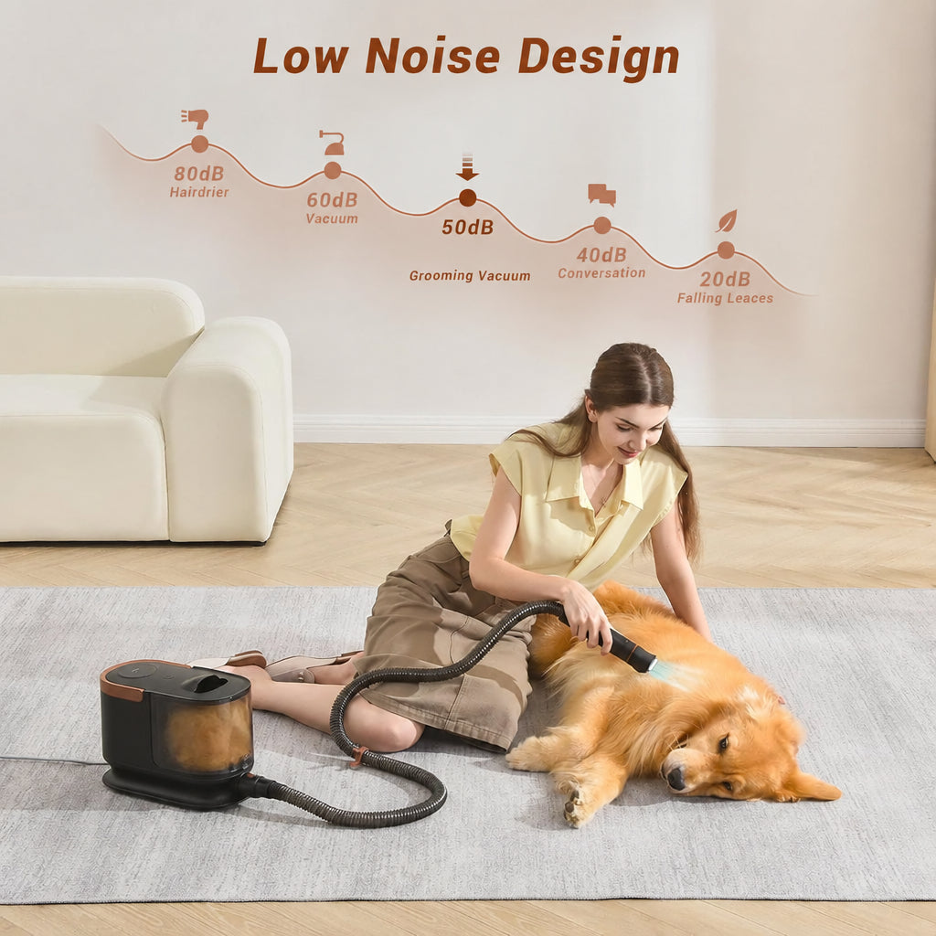 Dog hair collection vacuum for home grooming