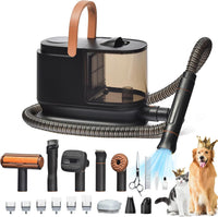 Dog hair vacuum cleaner and grooming kit with hair collection