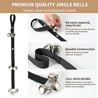 Dog training bells with 3 adjustable snaps for puppies and adult dogs.
