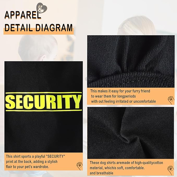 Eye-Catching 'Security' Graphic on Cozy Cotton Dog Shirt Vest for