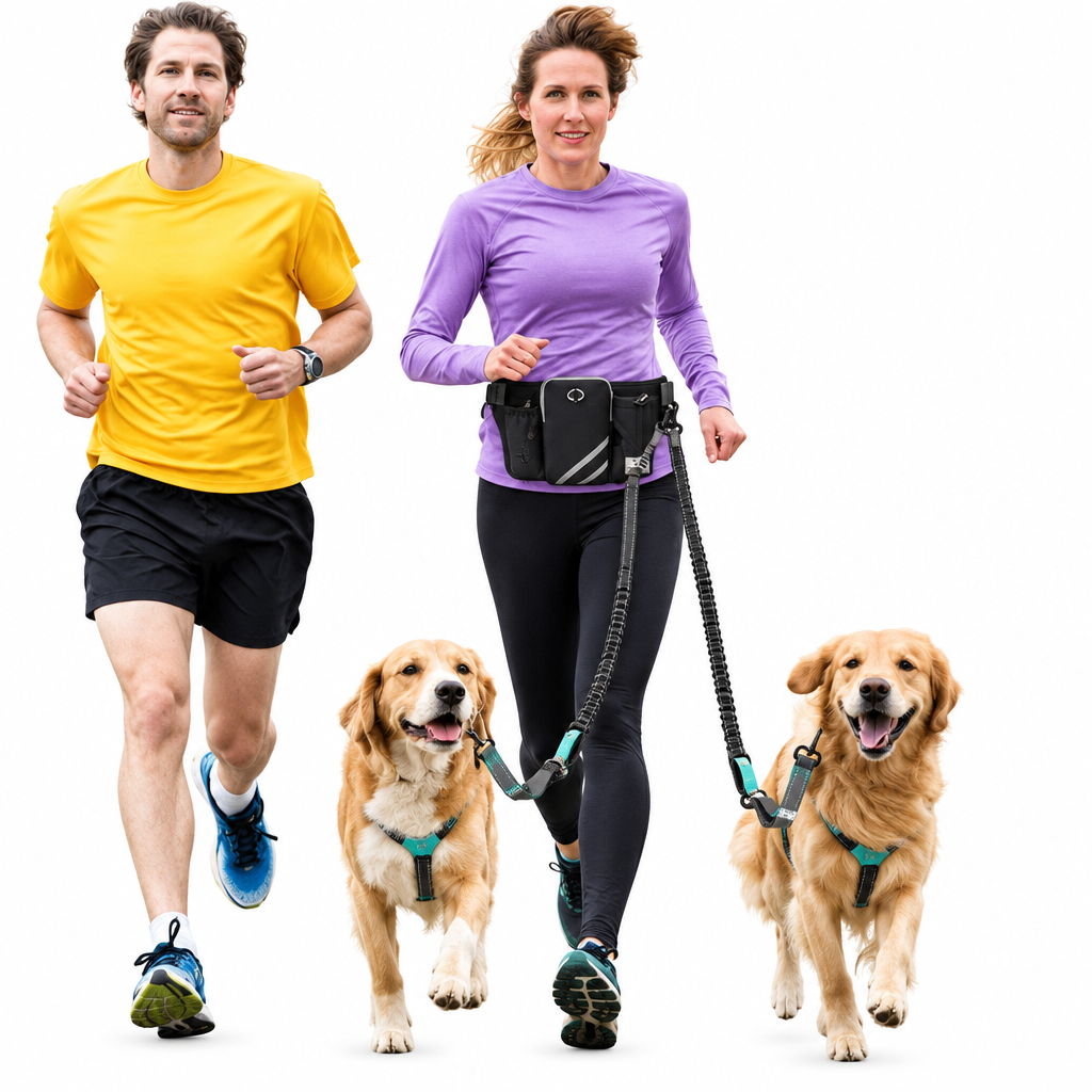 Dog walking waist bag with dual leash connections