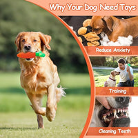 Dog dental chew toy with squeaker helps clean teeth and gums