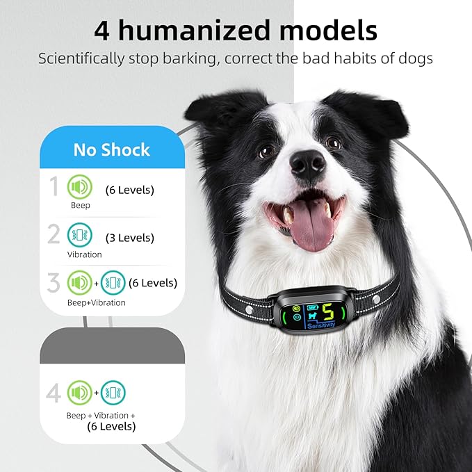 Adjustable vibration collar for large, medium, and small dogs to reduce barking.
