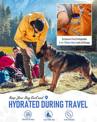 Leak-proof dog water bottle dispenser with attached bowl