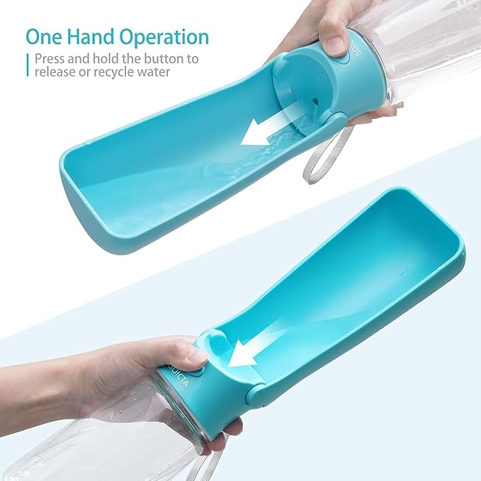 Travel-friendly portable dog water bottle with built-in bowl for outdoor walks