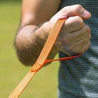 20FT orange dog recall training leash attached to collar outdoor