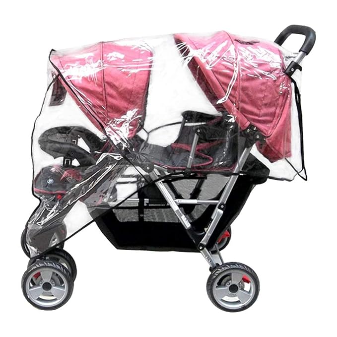 Double stroller rain cover for daily outdoor walks