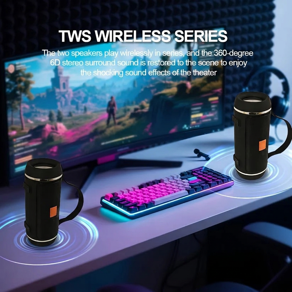 Dual Bluetooth Speaker Side View Compact Portable Design