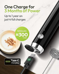 Easy clean beverage frother with removable stainless whisk