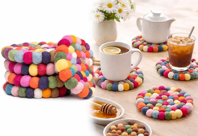 Handmade Rainbow Coasters for Coffee and Tea Cups