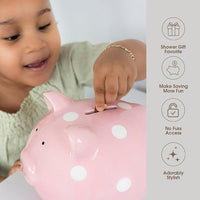 Educational piggy bank for children with colorful dots