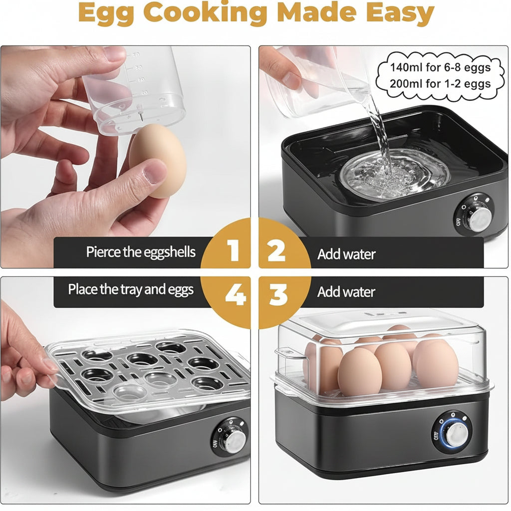 black egg cooker with auto shut off function for everyday use
