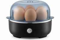 easy electric egg cooker with 7 egg capacity in classic black finish