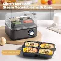 electric egg cooker with recipe guide book for simple breakfast ideas
