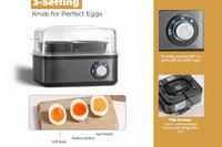 egg poacher and omelet maker with removable trays for easy serving