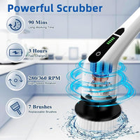 Electric cleaning brush with seven interchangeable brush heads
