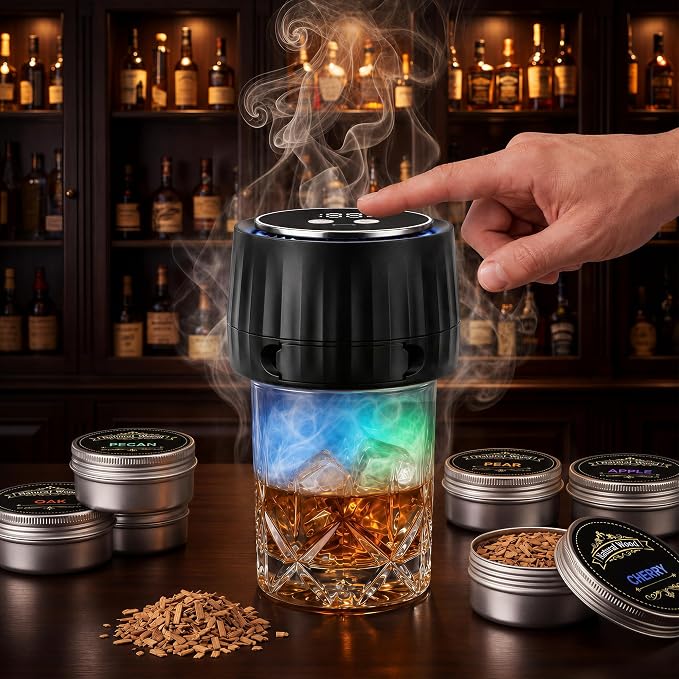 Electric food aroma infuser kit with compact black tabletop design