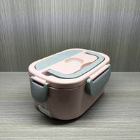 Electric heated lunch box with power connection for portable food warming
