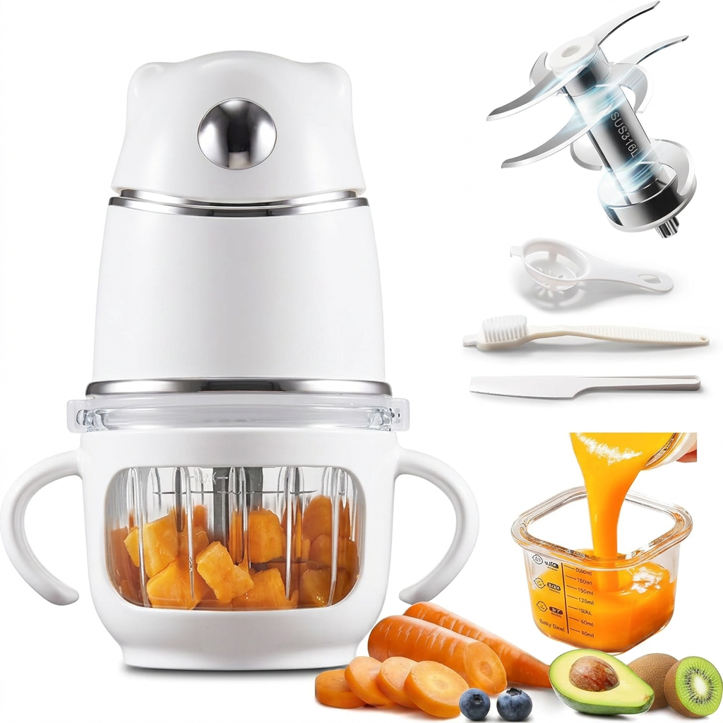 Electric Baby Food Maker With Bowl And Stainless Steel Blades