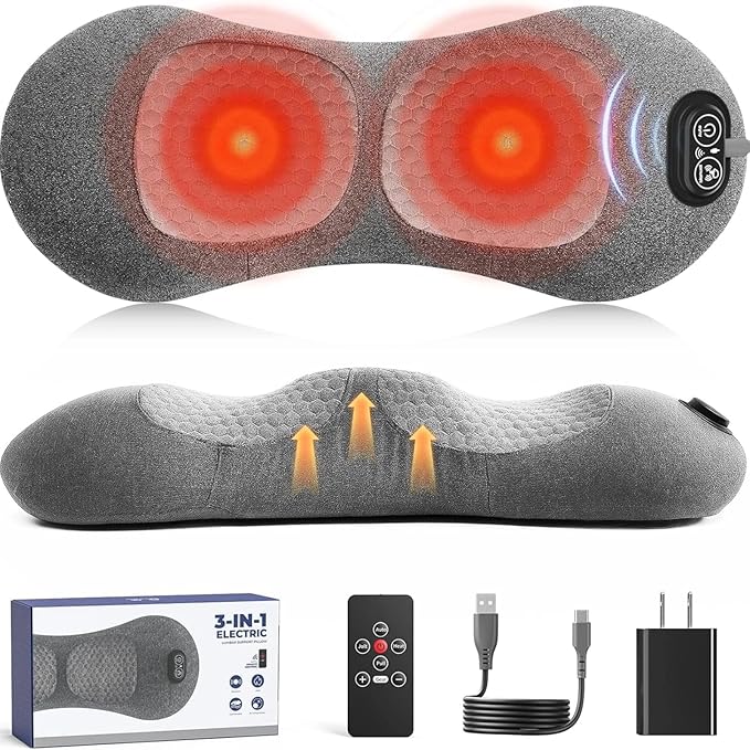 Electric back massage pillow with warming and vibration function
