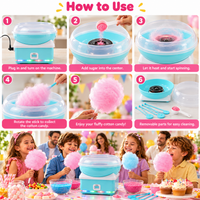 Blue electric candy floss maker displayed on a kitchen countertop for homemade sweet treats.