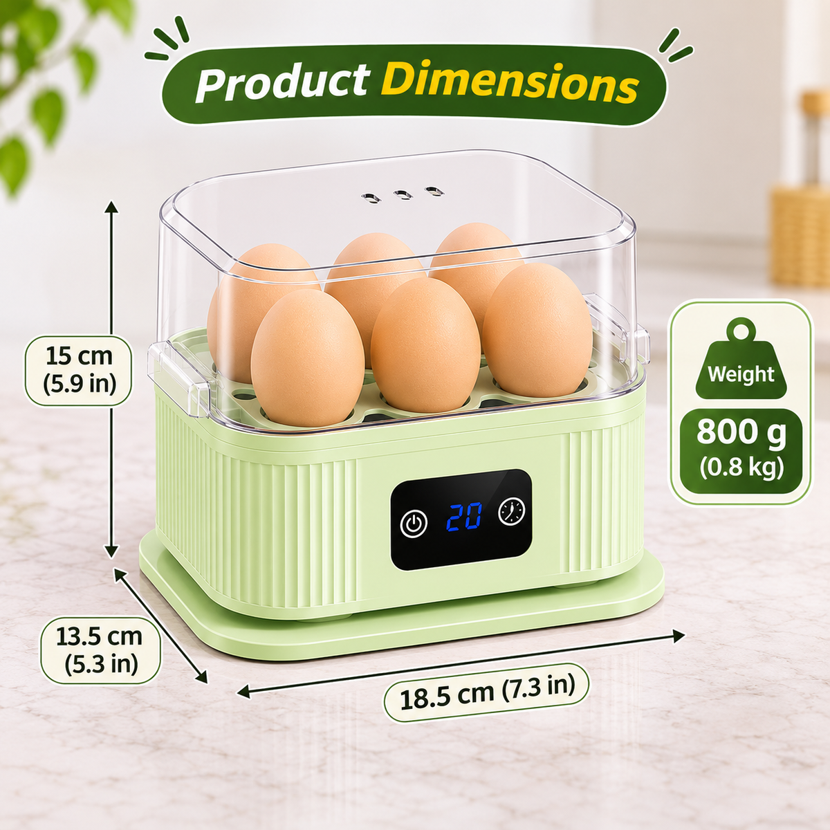 Multifunctional egg cooker shown steaming a compatible portion of fish.