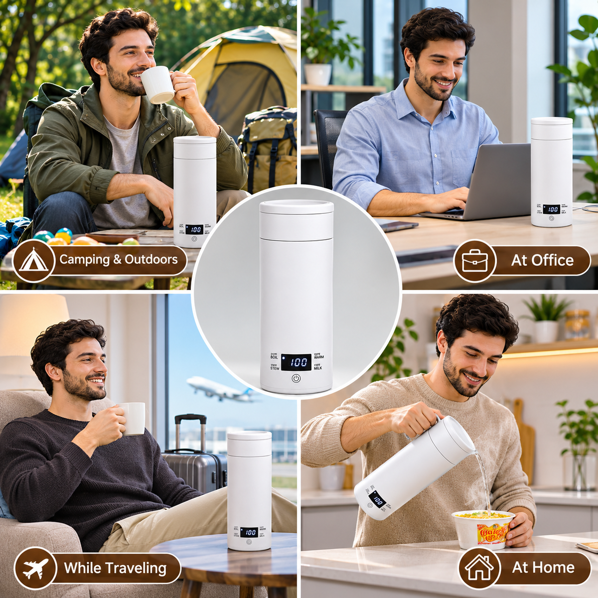 Portable Electric Kettle Cup for Office, Travel & Home
