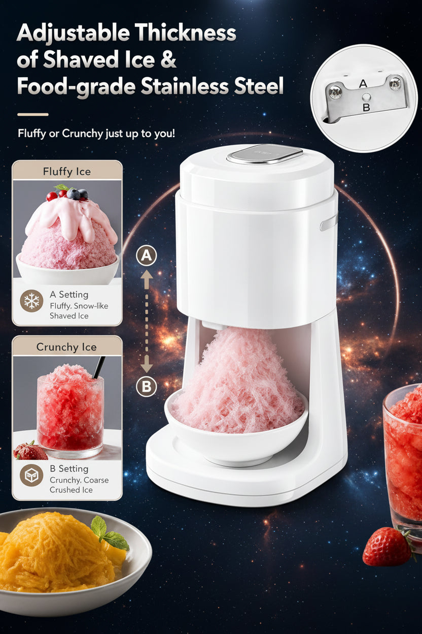 Snow Cone Maker & Shaved Ice Machine with 2 Ice Molds