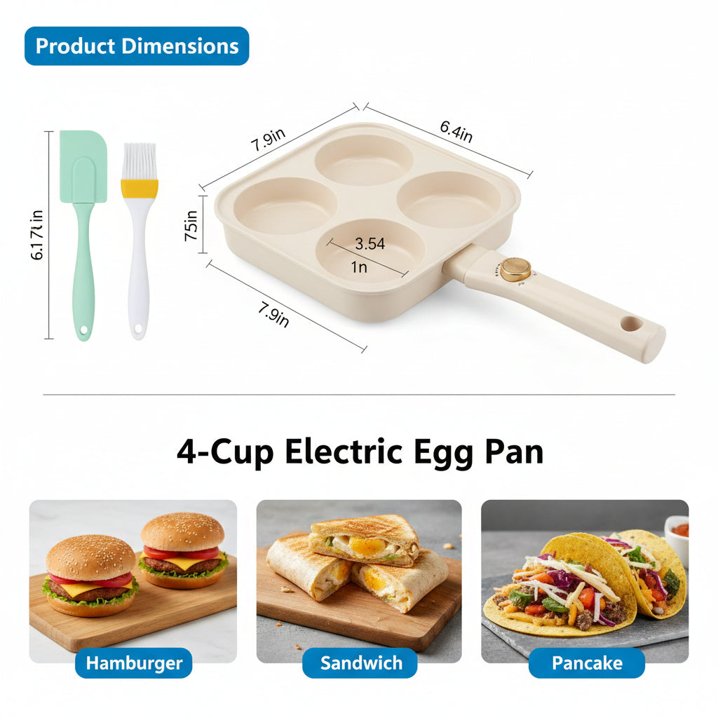 electric pancake and egg pan for preparing mini pancakes and omelettes