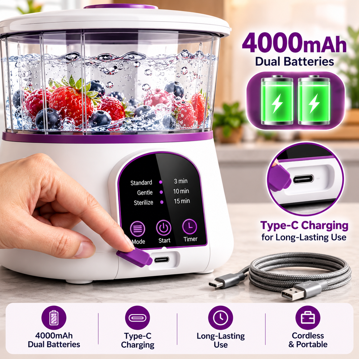 Multifunction Food Cleaner for Fruits and Vegetables
