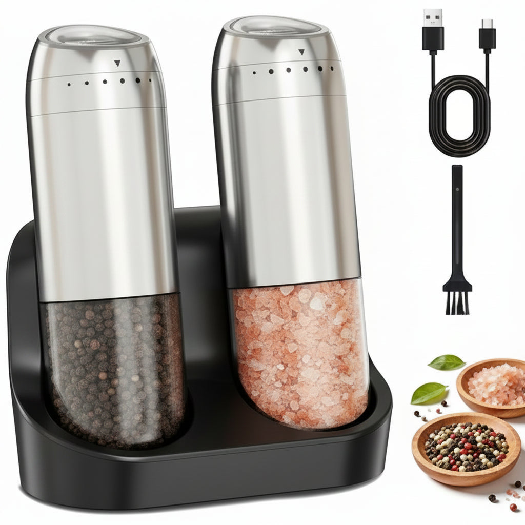 Rechargeable Electric Salt and Pepper Grinder Set