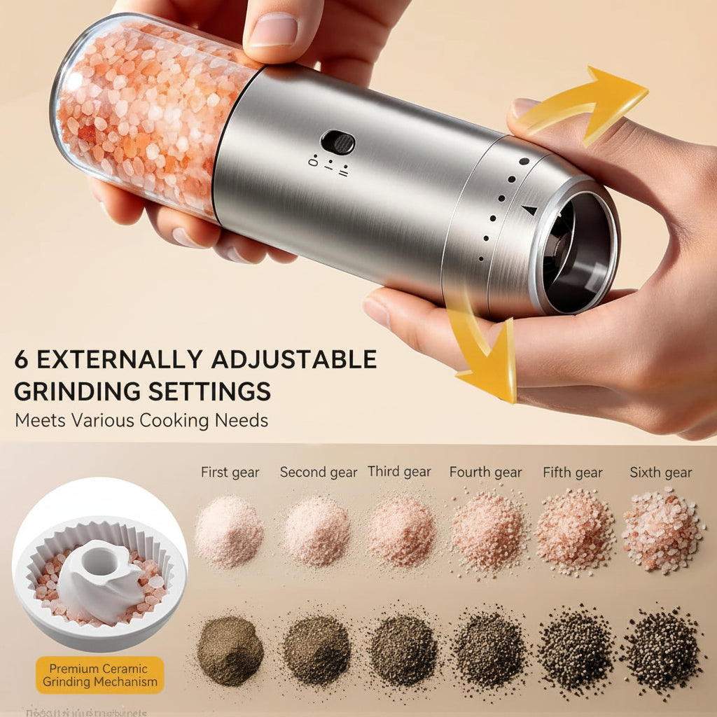 Rechargeable Electric Spice Grinder Set for Salt & Pepper