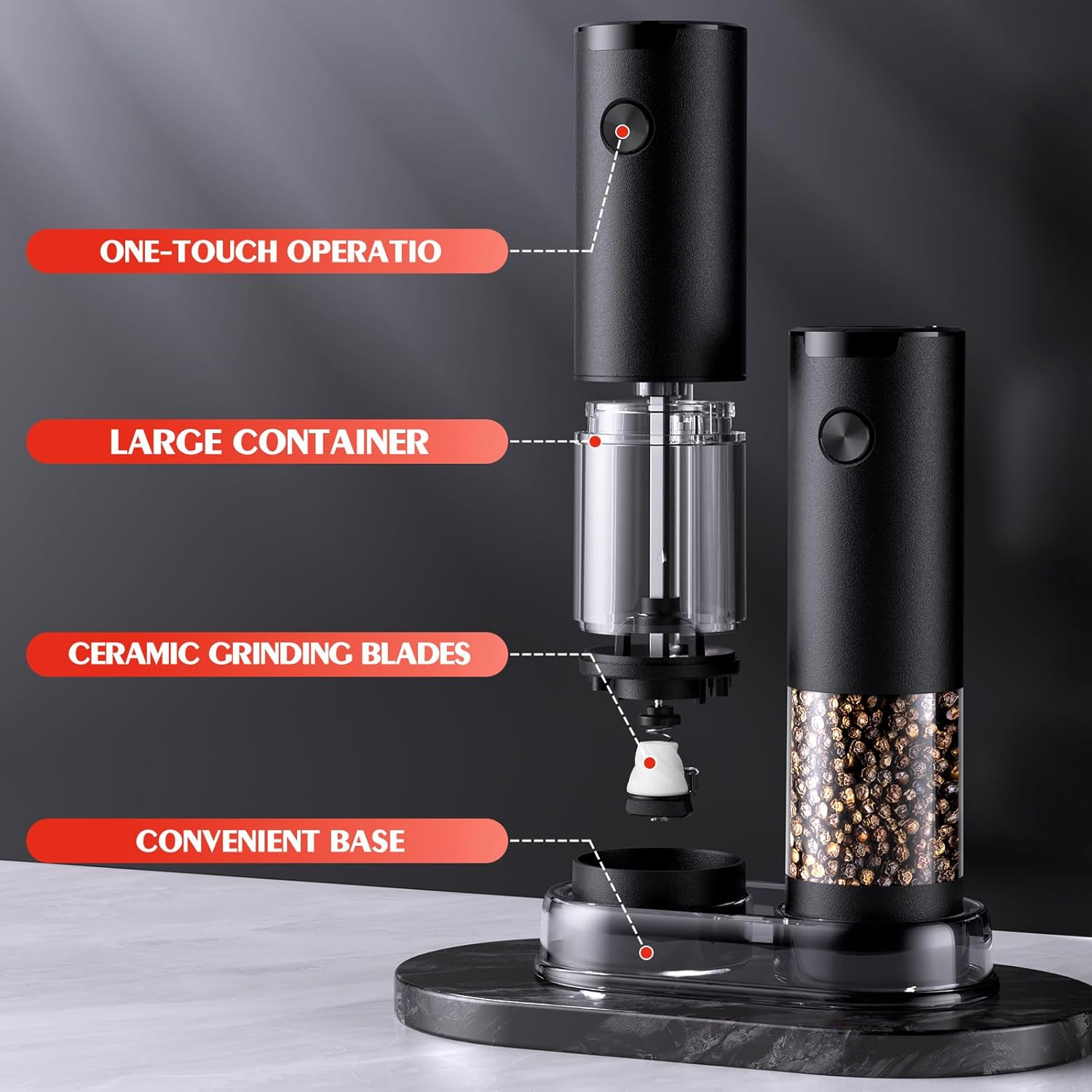 Electric Salt Pepper Grinder Set with LED
