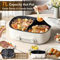 Family Size 7L Electric Hot Pot with Dual Controls & Divider