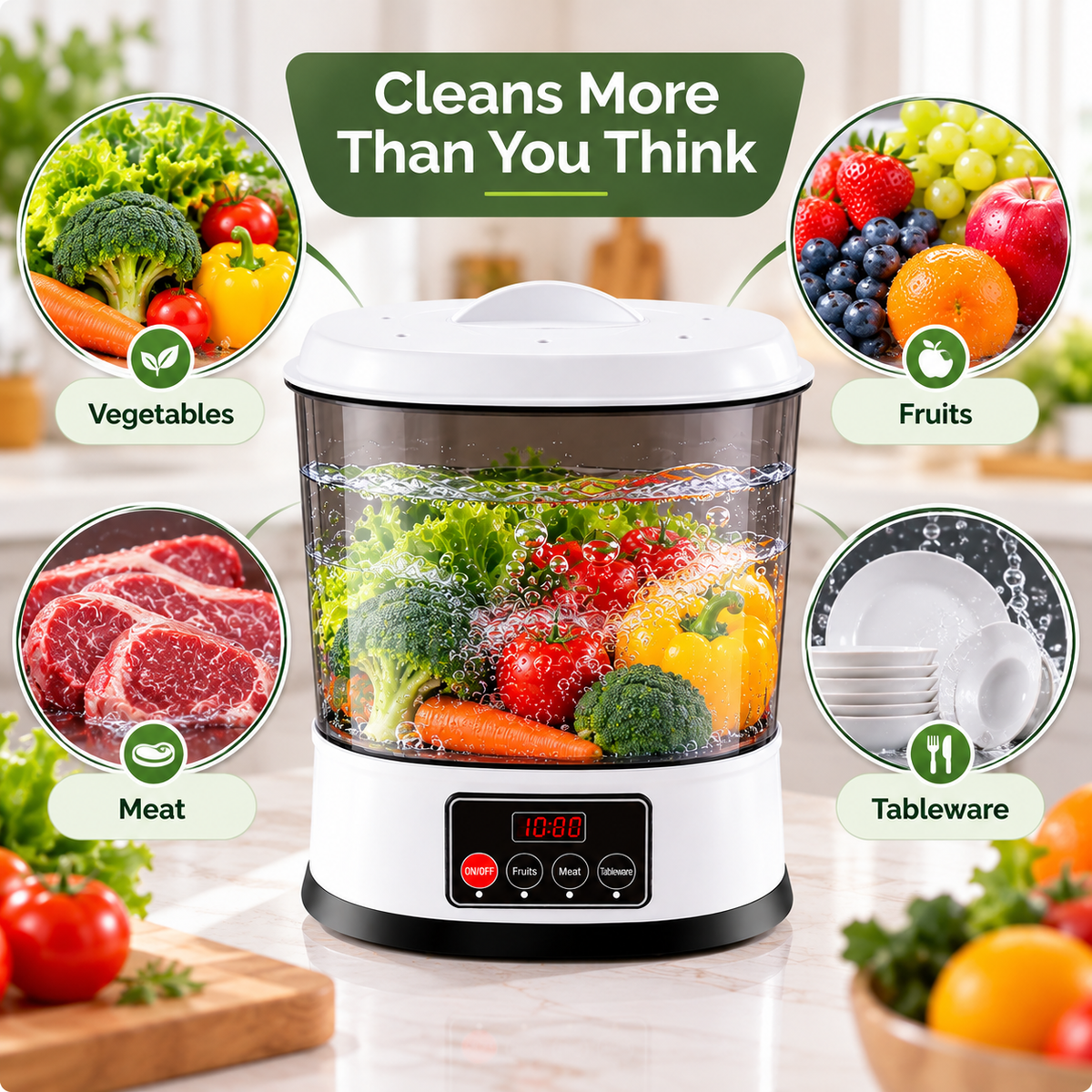 Ozone Fruit Cleaner & Vegetable Washing Machine for Home