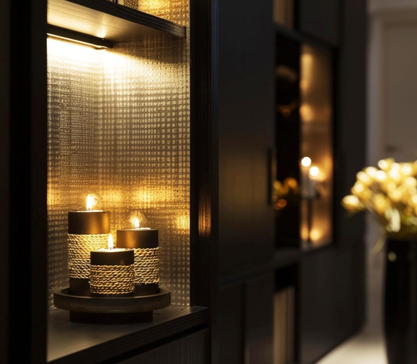 Decorative Black Tealight Candle Holder Set