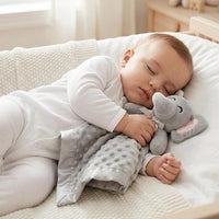 Closeup of Soft Plush Elephant Baby Lovey Blanket